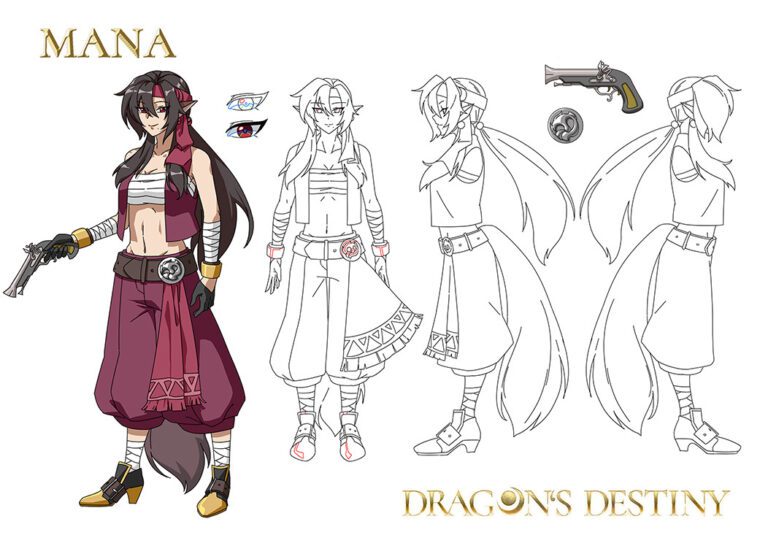 Animecharakterdesign von Mana, gezeichnet von Elderwood Animation Studios